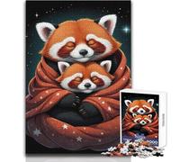 Red Pandas Snuggled in Star Blanket Puzzles for Adults 1000 Piece Brain Challenge Learning Game Thoughtful Surprise for Celebrations Size 38x26cm