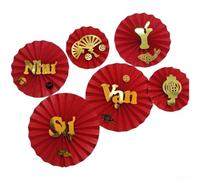 Red Paper Fan for Wedding Christmas Valentine Decor(B) | Traditional design elements, lightweight portable, holiday party essential, easy to hang, home accent