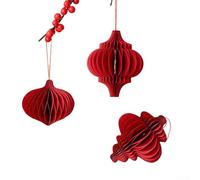 Red Paper Lanterns Set 3D Origami for honeycomb Design Red Paper(c)