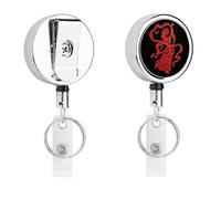 Red Papercut Dancer Badge Reel Retractable Stainless Steel Badge Clip with Lanyard Cute Badges Reel Holder Heavy-Duty Nurse Doctor Name Tag Badges Clip for Work
