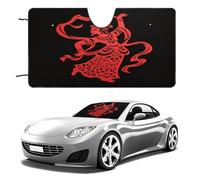Red Papercut Dancer Car Windshield Sun Shade - Reflector Sunshade Offers Ultimate Protection for Car Interior, Cool Reflective Sun Blocker Fits Small Sedans, Mini SUVs 55"x30"