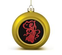 Red Papercut Dancer Christmas Ball Ornaments - Shatterproof Plastic Vintage Rustic Xmas Tree Decorations Pendant for Family Holiday Wedding Party Xmas Hanging Decoration