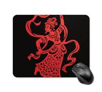 Red Papercut Dancer Mouse Pad Square Laptop Mouse Mat Cute Computer Mousepad Keyboard Pad Non-Slip Desk Pads for Gaming Office Work Home 20 * 25cm