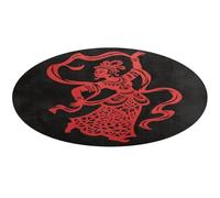 Red Papercut Dancer Round Area Rug Non Slip Backing Doormat Water Absorbent Plush Throw Low-Pile Non-Slip Floor Mat Carpet for Living Room Bedroom Entryway Nursery Room 90 * 90cm