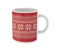Red Pattern Christmas Sweater Jumper Fair Isle Fairisle Knit Coffee Mug Durable Tea Cup Ceramic Drinking Cup Novelty Gift for Birthdays Christmas Office 330Ml