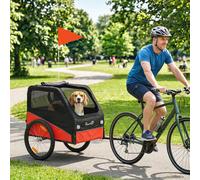 (Red) PawHut Dog Bike Trailer for Small & Medium Pets with 20" Rubber Wheels