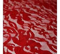 Red Peach White Floral Flower Embroidered Net Lace Dress Fabric Tulle Fancy 58" (1 Metre, Red 4363)
