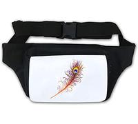 Red Peacock Tail Feather Art Waist Bag Fanny Pack White