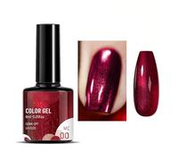 Red Pearl Gel Metal Nail Polish, Metallic Shell Thread Glitter Holographic Soak Off UV LED Varnish, Shimmering Shining Sparkling Long Lasting, DIY Art Manicure at Home, Gift for Women & Girls