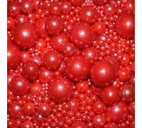 Red Pearl Sprinkles for Cake Decoration, 100g/3.53oz, Mix Size, Edible Sugar Candy Pearls, Cake Decorating, Cupcake, Cookies, Ice cream Topper, Holiday, Wedding Party, Birthday, Christmas Supplies