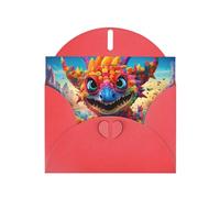 Red Pearlescent Paper Holiday Cards 4"x6" MSRHIUEF Big Mouth Dragon Printing Greeting Cards for Christmas, Birthday, Wedding Anniversary & Party Invitations