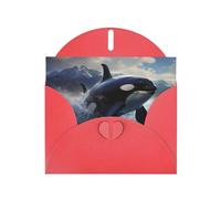 Red Pearlescent Paper Holiday Cards 4"x6" MSRHIUEF Orca Killer Whale Printing Greeting Cards for Christmas, Birthday, Wedding Anniversary & Party Invitations
