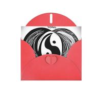 Red Pearlescent Paper Holiday Cards 4"x6" MSRHIUEF Ying Yang Diagram Printing Greeting Cards for Christmas, Birthday, Wedding Anniversary & Party Invitations
