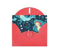 Red Pearlescent Paper Holiday Cards 4"x6" YYHHAOFA blue mermaid Pattern Greeting Cards for Christmas, Birthday, Wedding Anniversary & Party Invitations