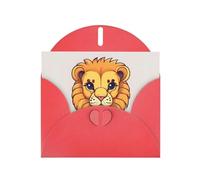 Red Pearlescent Paper Holiday Cards 4"x6" YYHHAOFA Cartoon cute little lion Pattern Greeting Cards for Christmas, Birthday, Wedding Anniversary & Party Invitations