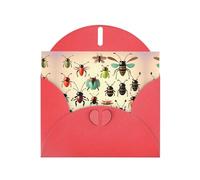 Red Pearlescent Paper Holiday Cards 4"x6" YYHHAOFA Cartoon small insects Pattern Greeting Cards for Christmas, Birthday, Wedding Anniversary & Party Invitations