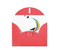 Red Pearlescent Paper Holiday Cards 4"x6" YYHHAOFA Crows over the rainbow Pattern Greeting Cards for Christmas, Birthday, Wedding Anniversary & Party Invitations