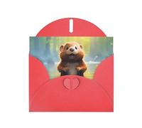 Red Pearlescent Paper Holiday Cards 4"x6" YYHHAOFA cute beaver Pattern Greeting Cards for Christmas, Birthday, Wedding Anniversary & Party Invitations
