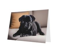 Red Pearlescent Paper Holiday Cards 4"x6" YYHHAOFA Cute Black Pug Dog Pattern Greeting Cards for Christmas, Birthday, Wedding Anniversary & Party Invitations