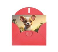 Red Pearlescent Paper Holiday Cards 4"x6" YYHHAOFA cute chihuahua Pattern Greeting Cards for Christmas, Birthday, Wedding Anniversary & Party Invitations