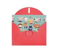 Red Pearlescent Paper Holiday Cards 4"x6" YYHHAOFA Cute little animals Pattern Greeting Cards for Christmas, Birthday, Wedding Anniversary & Party Invitations