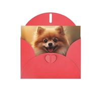 Red Pearlescent Paper Holiday Cards 4"x6" YYHHAOFA cute pomeranian Pattern Greeting Cards for Christmas, Birthday, Wedding Anniversary & Party Invitations