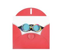 Red Pearlescent Paper Holiday Cards 4"x6" YYHHAOFA Doodle swimming goggles Pattern Greeting Cards for Christmas, Birthday, Wedding Anniversary & Party Invitations