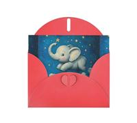 Red Pearlescent Paper Holiday Cards 4"x6" YYHHAOFA Elephant Sky Park Pattern Greeting Cards for Christmas, Birthday, Wedding Anniversary & Party Invitations