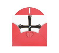 Red Pearlescent Paper Holiday Cards 4"x6" YYHHAOFA Eyes behind the cross Pattern Greeting Cards for Christmas, Birthday, Wedding Anniversary & Party Invitations