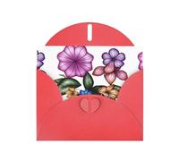 Red Pearlescent Paper Holiday Cards 4"x6" YYHHAOFA Fantasy flowers Pattern Greeting Cards for Christmas, Birthday, Wedding Anniversary & Party Invitations