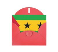 Red Pearlescent Paper Holiday Cards 4"x6" YYHHAOFA Flag of Sao Tome and Principe Pattern Greeting Cards for Christmas, Birthday, Wedding Anniversary & Party Invitations