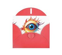 Red Pearlescent Paper Holiday Cards 4"x6" YYHHAOFA Flaming Eyeball Pattern Greeting Cards for Christmas, Birthday, Wedding Anniversary & Party Invitations