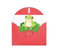 Red Pearlescent Paper Holiday Cards 4"x6" YYHHAOFA Frog Prince on the lotus leaf Pattern Greeting Cards for Christmas, Birthday, Wedding Anniversary & Party Invitations