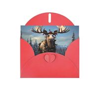 Red Pearlescent Paper Holiday Cards 4"x6" YYHHAOFA Funny Christmas Moose Pattern Greeting Cards for Christmas, Birthday, Wedding Anniversary & Party Invitations