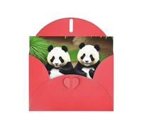 Red Pearlescent Paper Holiday Cards 4"x6" YYHHAOFA Funny Panda Pattern Greeting Cards for Christmas, Birthday, Wedding Anniversary & Party Invitations