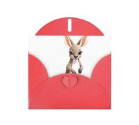 Red Pearlescent Paper Holiday Cards 4"x6" YYHHAOFA Happy baby kangaroo Pattern Greeting Cards for Christmas, Birthday, Wedding Anniversary & Party Invitations