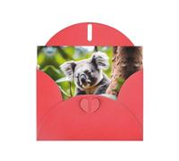 Red Pearlescent Paper Holiday Cards 4"x6" YYHHAOFA Happy Cute koala Pattern Greeting Cards for Christmas, Birthday, Wedding Anniversary & Party Invitations