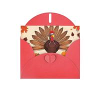Red Pearlescent Paper Holiday Cards 4"x6" YYHHAOFA Happy Thanksgiving Decor Turkey with Maple Leaves Pattern Greeting Cards for Christmas, Birthday, Wedding Anniversary & Party Invitations