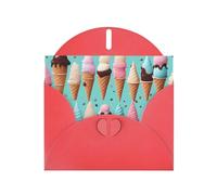 Red Pearlescent Paper Holiday Cards 4"x6" YYHHAOFA Ice Cream Cones Pattern Greeting Cards for Christmas, Birthday, Wedding Anniversary & Party Invitations