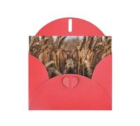 Red Pearlescent Paper Holiday Cards 4"x6" YYHHAOFA Little rabbit in the wheat field Pattern Greeting Cards for Christmas, Birthday, Wedding Anniversary & Party Invitations