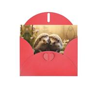 Red Pearlescent Paper Holiday Cards 4"x6" YYHHAOFA Nature Lovely Hedgehog Lovers Pattern Greeting Cards for Christmas, Birthday, Wedding Anniversary & Party Invitations