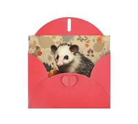 Red Pearlescent Paper Holiday Cards 4"x6" YYHHAOFA Opossum pattern Pattern Greeting Cards for Christmas, Birthday, Wedding Anniversary & Party Invitations