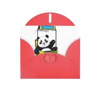 Red Pearlescent Paper Holiday Cards 4"x6" YYHHAOFA Panda taking a ride Pattern Greeting Cards for Christmas, Birthday, Wedding Anniversary & Party Invitations