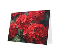 Red Pearlescent Paper Holiday Cards 4"x6" YYHHAOFA red geraniums Pattern Greeting Cards for Christmas, Birthday, Wedding Anniversary & Party Invitations