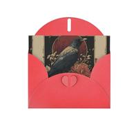 Red Pearlescent Paper Holiday Cards 4"x6" YYHHAOFA Rose Crow Pattern Greeting Cards for Christmas, Birthday, Wedding Anniversary & Party Invitations