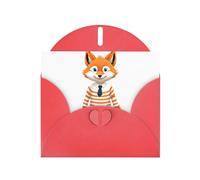 Red Pearlescent Paper Holiday Cards 4"x6" YYHHAOFA Striped shirt little fox Pattern Greeting Cards for Christmas, Birthday, Wedding Anniversary & Party Invitations