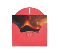 Red Pearlescent Paper Holiday Cards 4"x6" YYHHAOFA The erupting Kilauea volcano Pattern Greeting Cards for Christmas, Birthday, Wedding Anniversary & Party Invitations