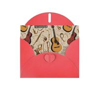 Red Pearlescent Paper Holiday Cards 4"x6" YYHHAOFA Various retro musical instruments Pattern Greeting Cards for Christmas, Birthday, Wedding Anniversary & Party Invitations