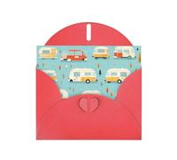 Red Pearlescent Paper Holiday Cards 4"x6" YYHHAOFA you make me happy camper trailer Pattern Greeting Cards for Christmas, Birthday, Wedding Anniversary & Party Invitations