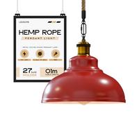 Red Pendant Lights Jute Rope Kitchen Island Lights 29cm Metal Lamp Shade